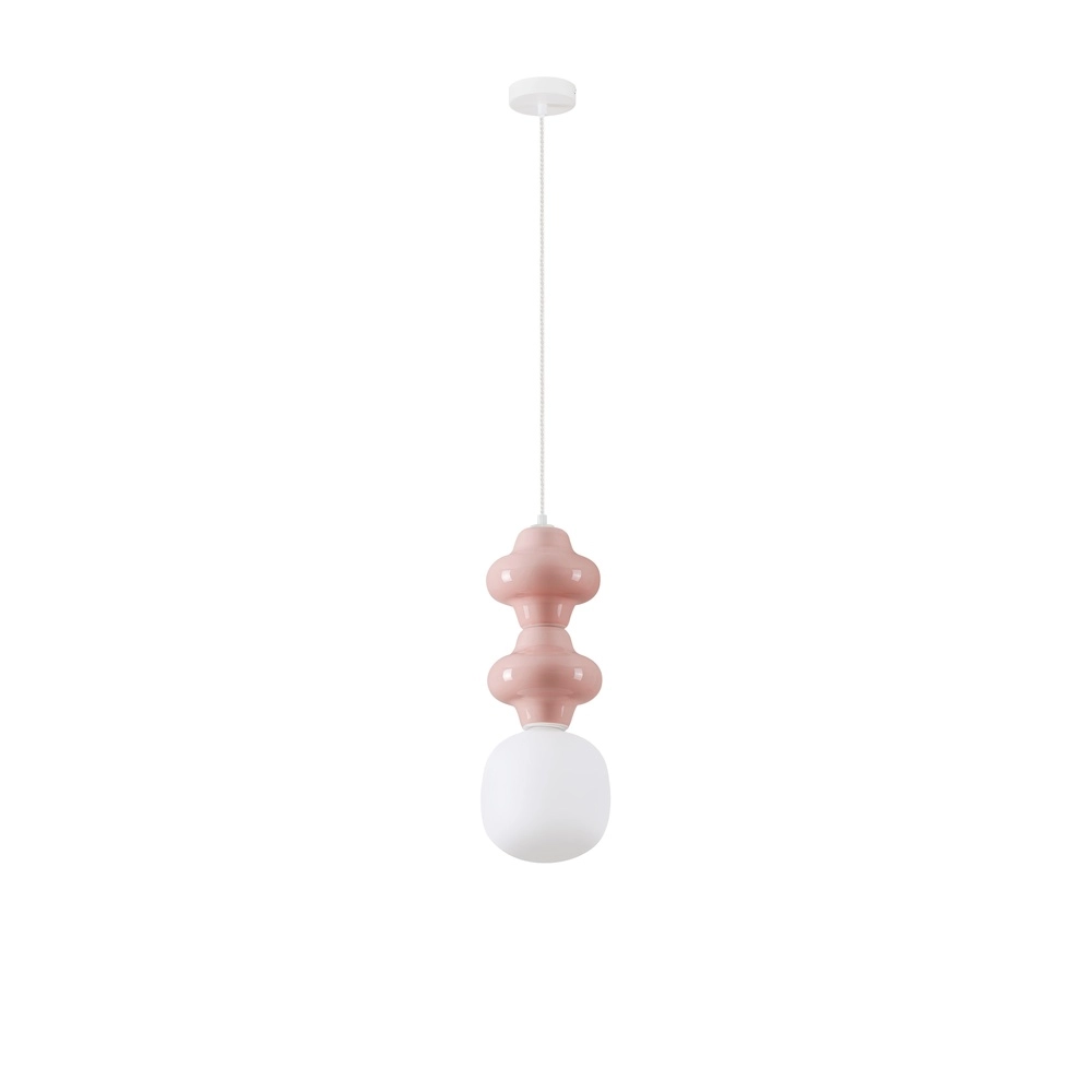 Suspension Clio M en céramique rose avec verre blanc Lyora 5212017461261