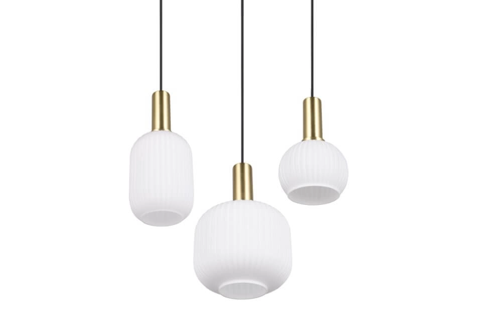 Lampe suspendue pour salle à manger Diva 3 lumières - verre blanc Trio 4017807614503