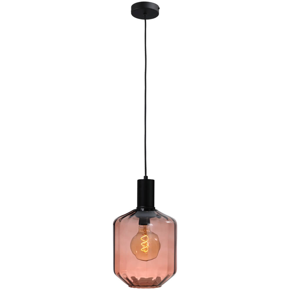 Lampe suspendue noire Porto avec verre rouge Jagger - Ø 19cm Masterlight 8718121269337
