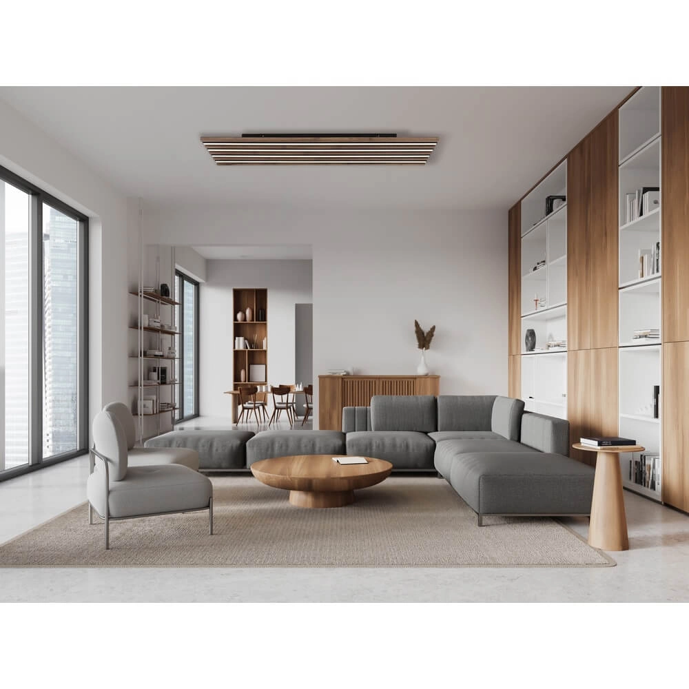 Plafonnier Hayden noir avec bois 120cm Globo 9007371516643