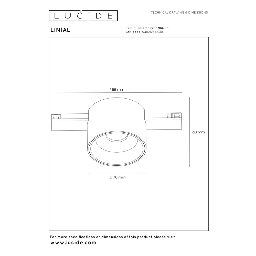 Spot sur piste monophasée Linial Lux Champagne Premium by Lucide 5411212552310