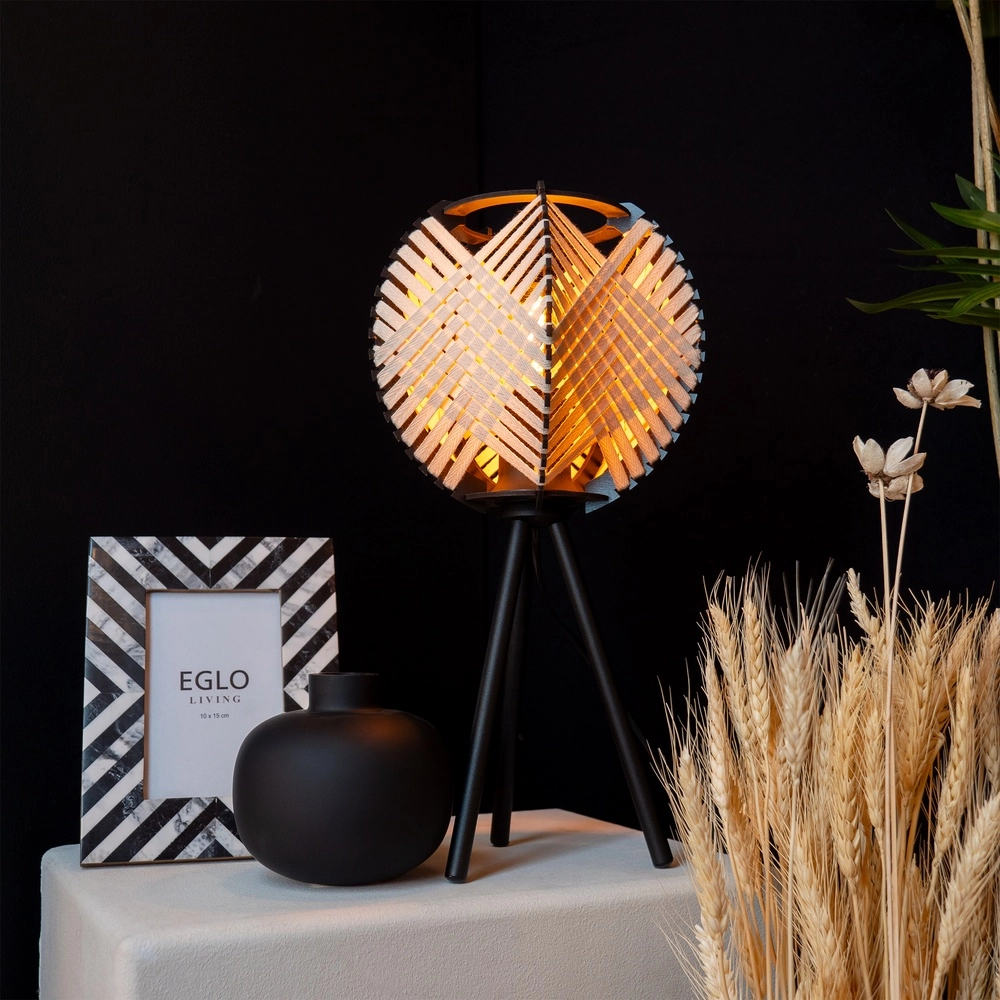 Lampe de table Waverton noir avec textile crème Eglo 9002759440084