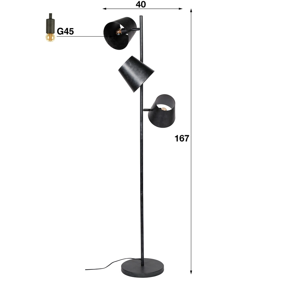 Lampe sur pied rustique Kinetic 167 cm - charbon Lyora 8716803513181