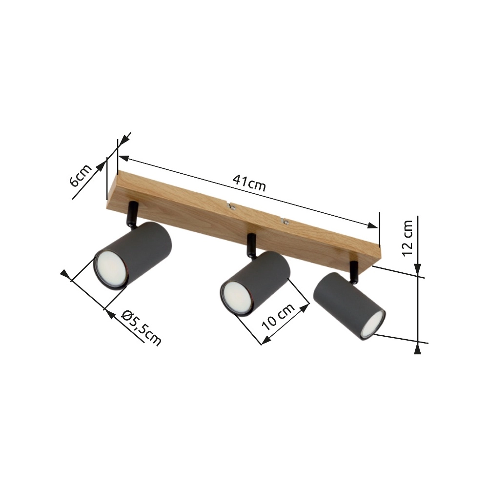 Lampe de plafond à 3 lampes Robby bois Globo 9007371442522