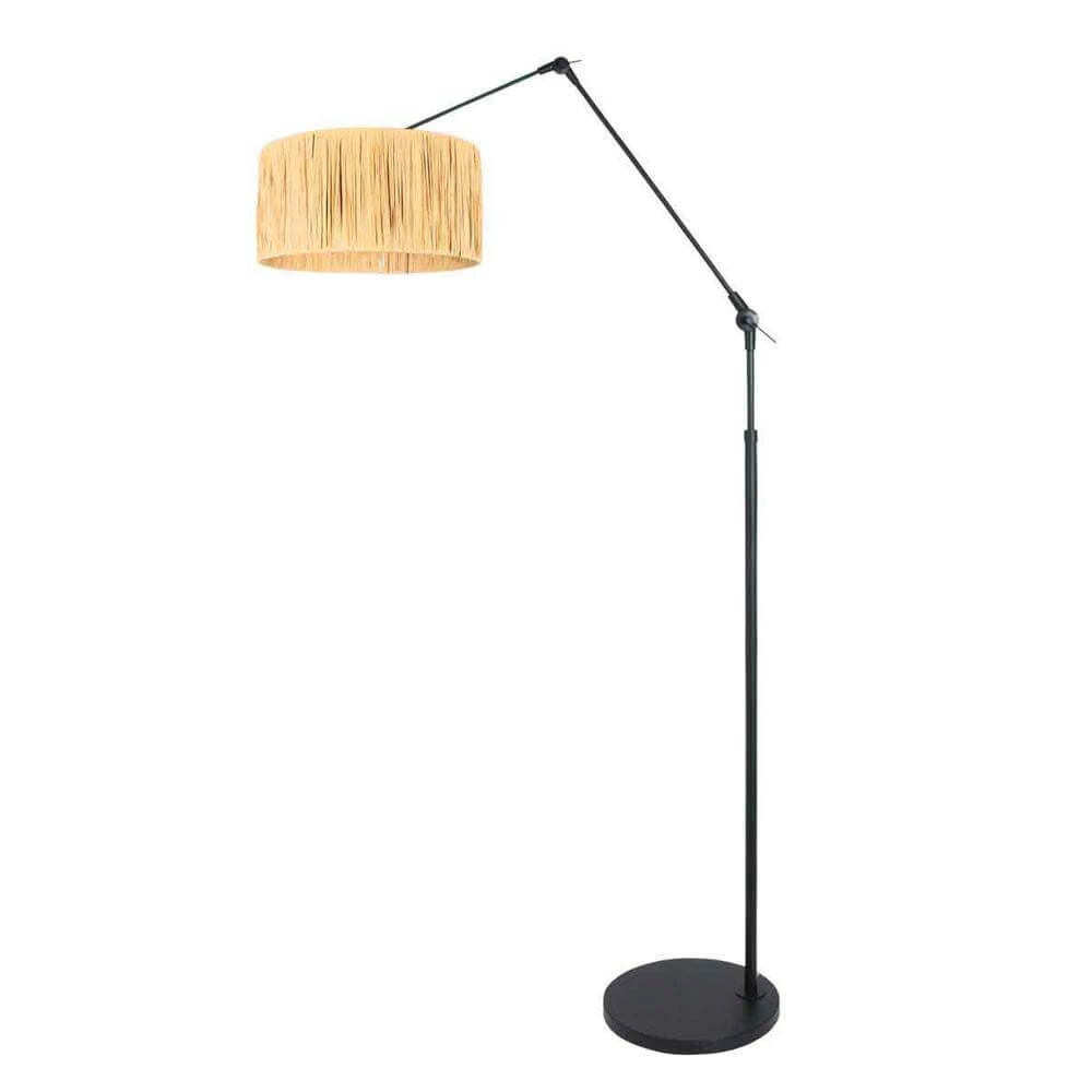 Lampadaire orientable Prestige Chic noir avec abat-jour paille Steinhauer 8712746172928