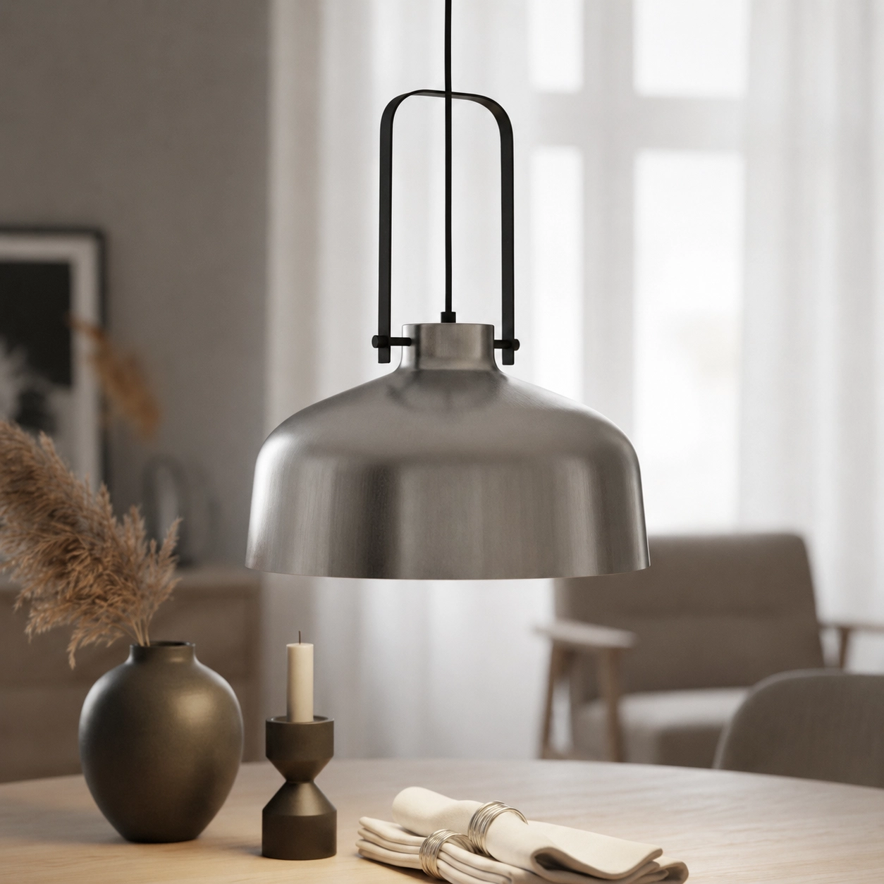 Suspension Ø 37,5 cm Mendoza Couleur acier inoxydable