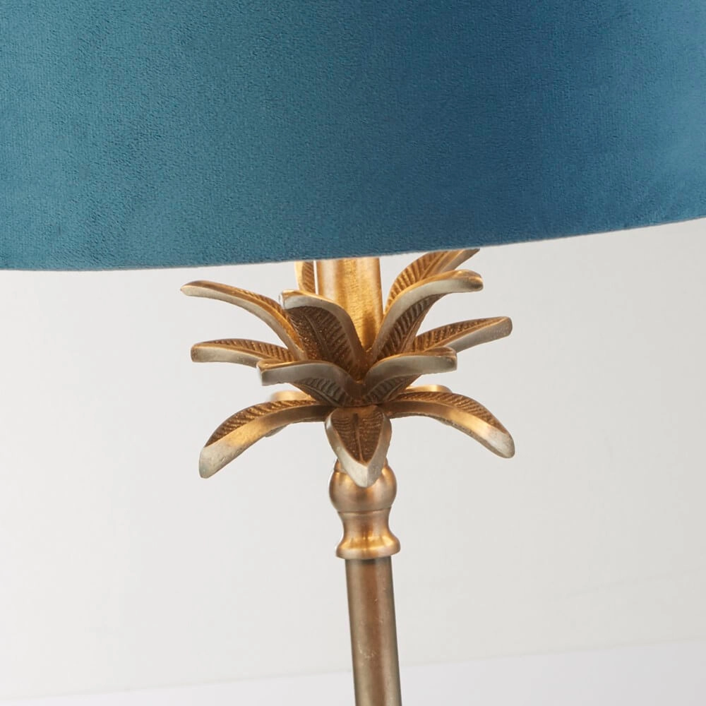 Lampe de table Palm or avec nuance bleue Searchlight 5053423257525