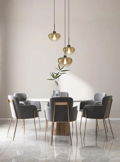 Suspension 3 lumières Genua noir avec 2x verre doré Ø 24cm et 1x Ø 29cm Masterlight 8718121357065