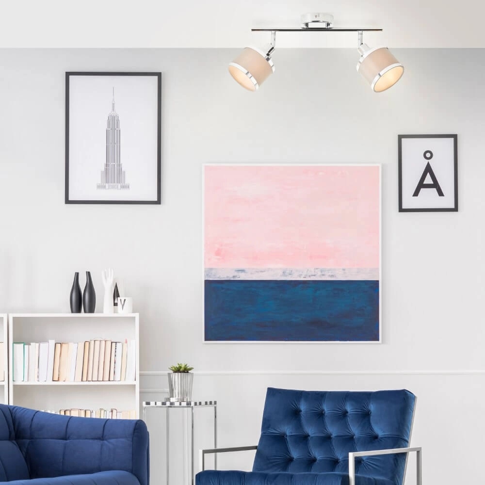 Plafonnier 2 lumières Alexia chrome et gris Brilliant 4004353424144