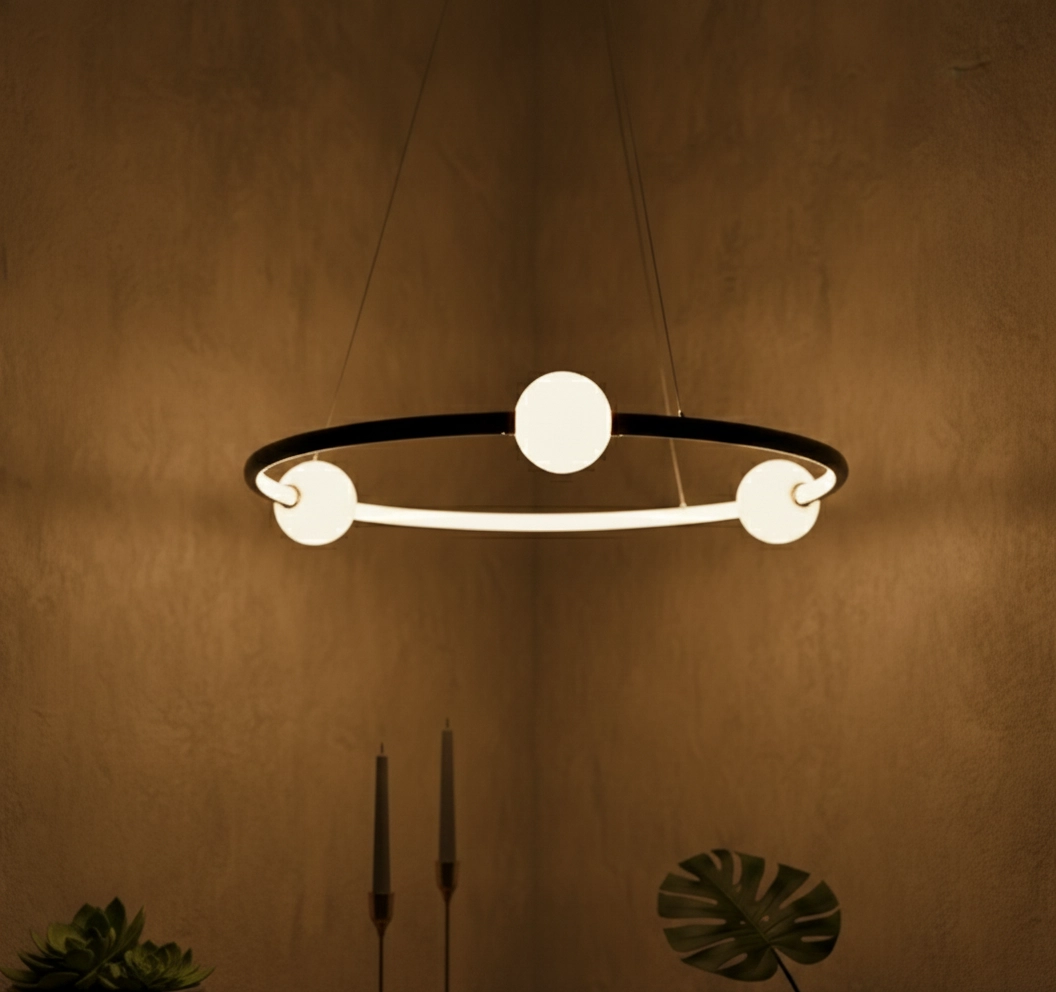 Suspension Celia noir avec blanc rond horizontal