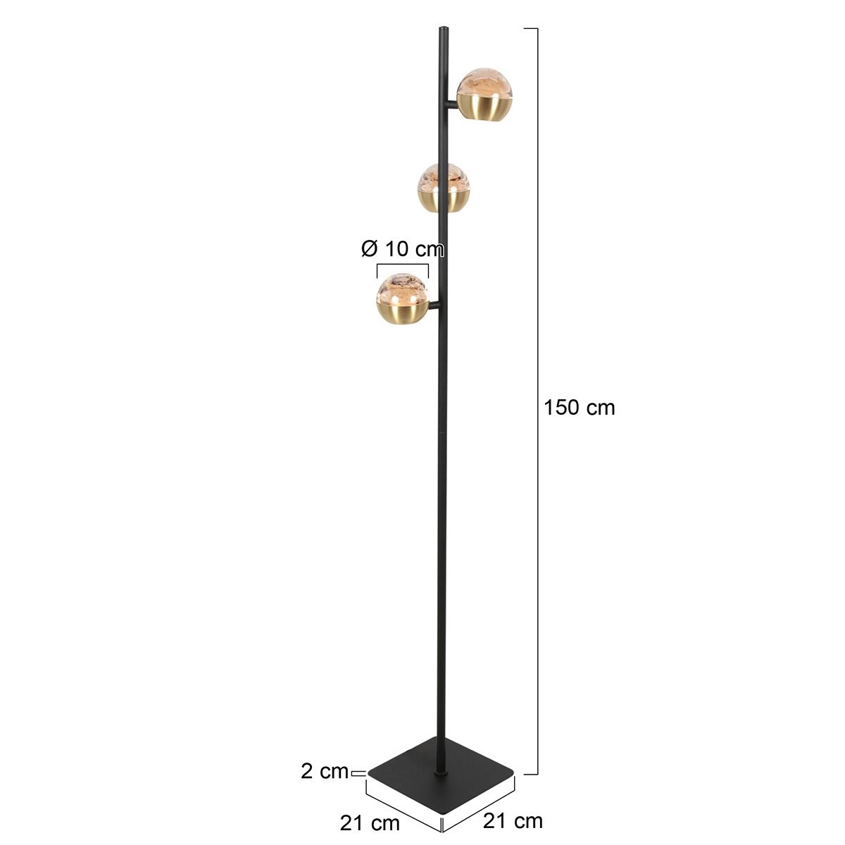 Lampe sur pied à LED Belluno Laiton 3-léger - verre Steinhauer 8712746183979
