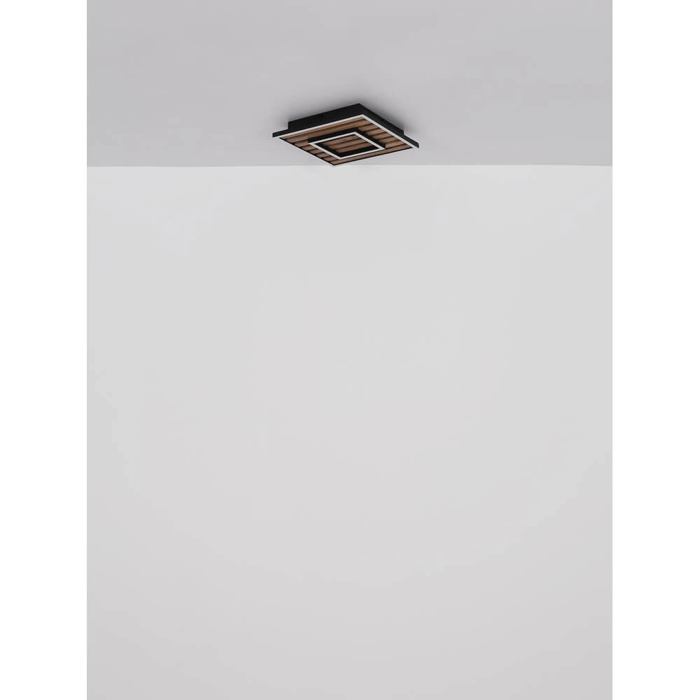 Plafonnier Woody noir avec carré de bois 30cm Globo 9007371507573