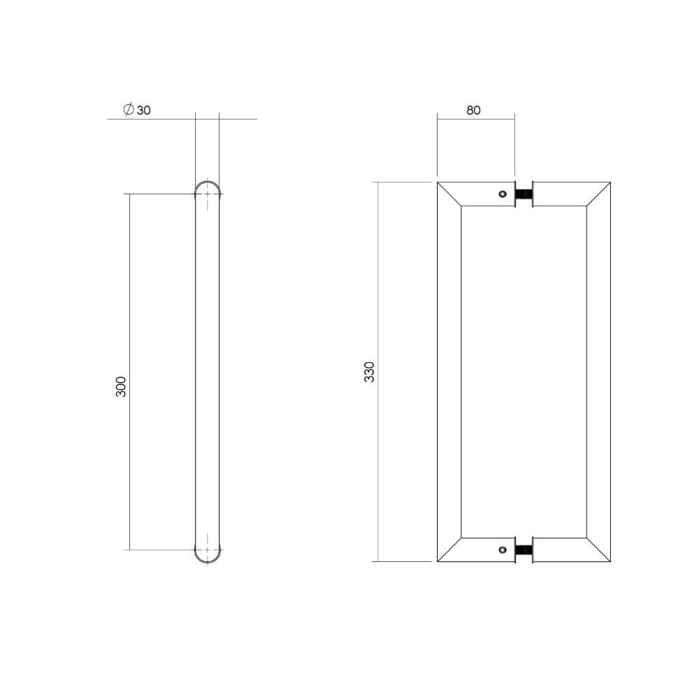 Poignées de porte droites Gripon 33cm la paire en acier inoxydable Intersteel 8714186465189