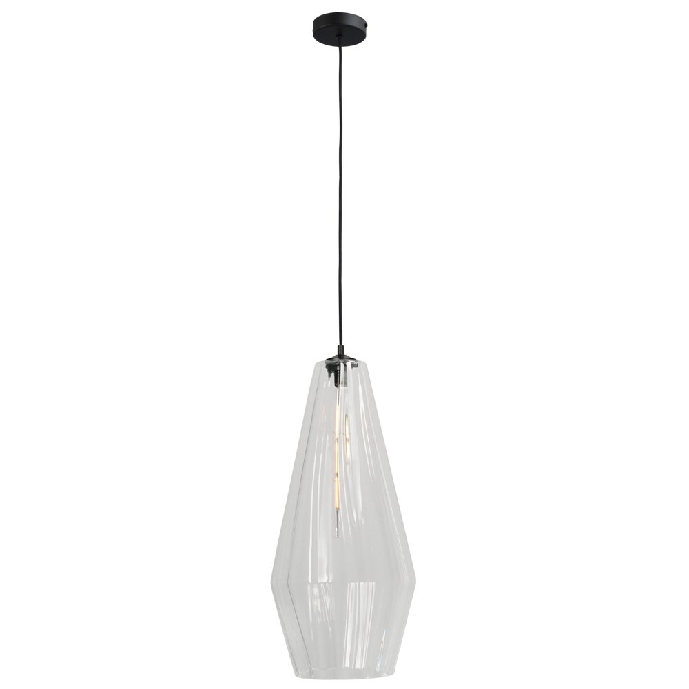 Lampe suspendue noire Diamond 27 cm avec verre transparent Lampe suspendue noire Diamond 27 cm avec verre transparent