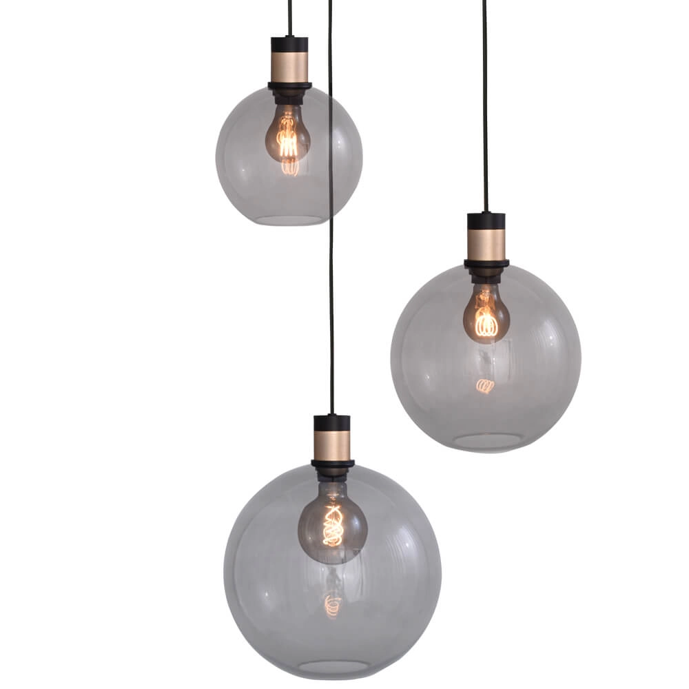 Lampe suspendue Vide Lazise 2 Or 3 lumières avec noir Masterlight 8718121303833