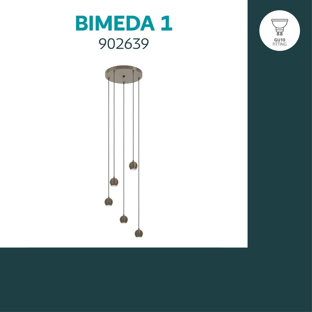 Lampe pendante de conception Bimeda 1 Bronze foncé à 5 feux Eglo 9008606408733