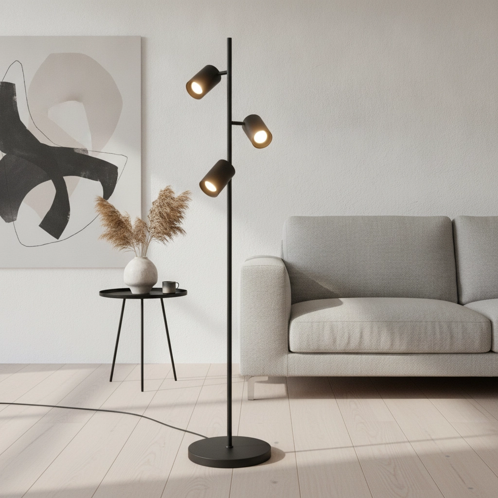 Lampadaire Megano noir 3 lumières