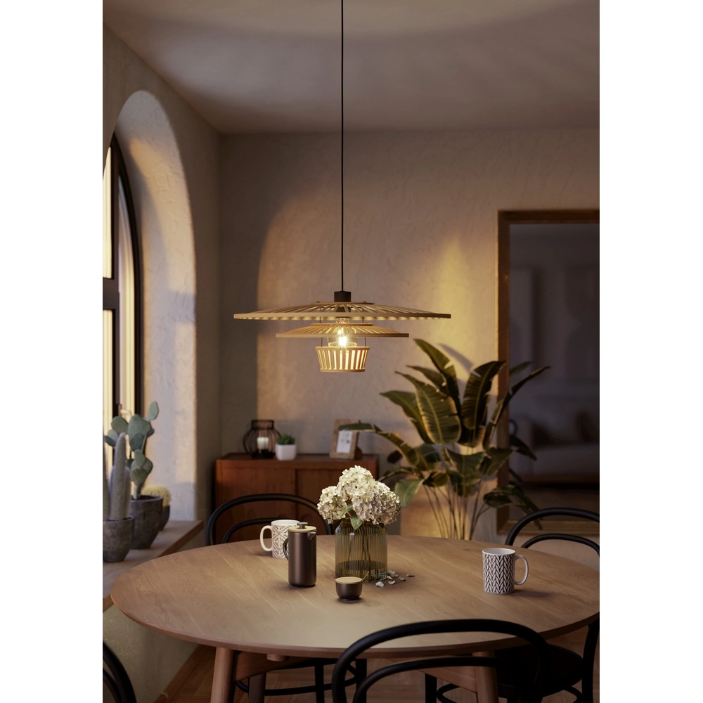 Lampe pendante en bois Lydney Ø 57cm Eglo 9002759440121