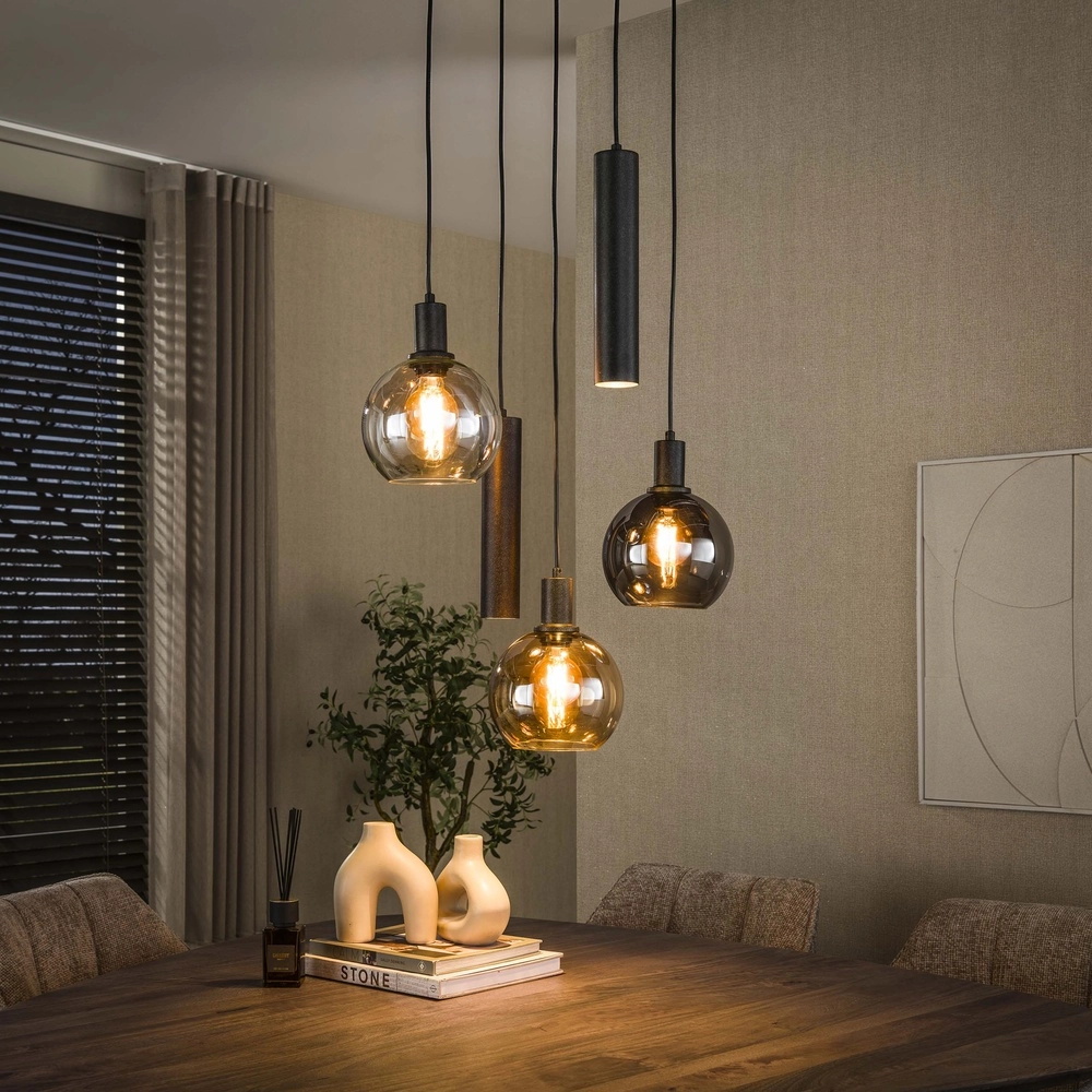 Lampe pendante Vide Sfera avec des lunettes et des pendentifs