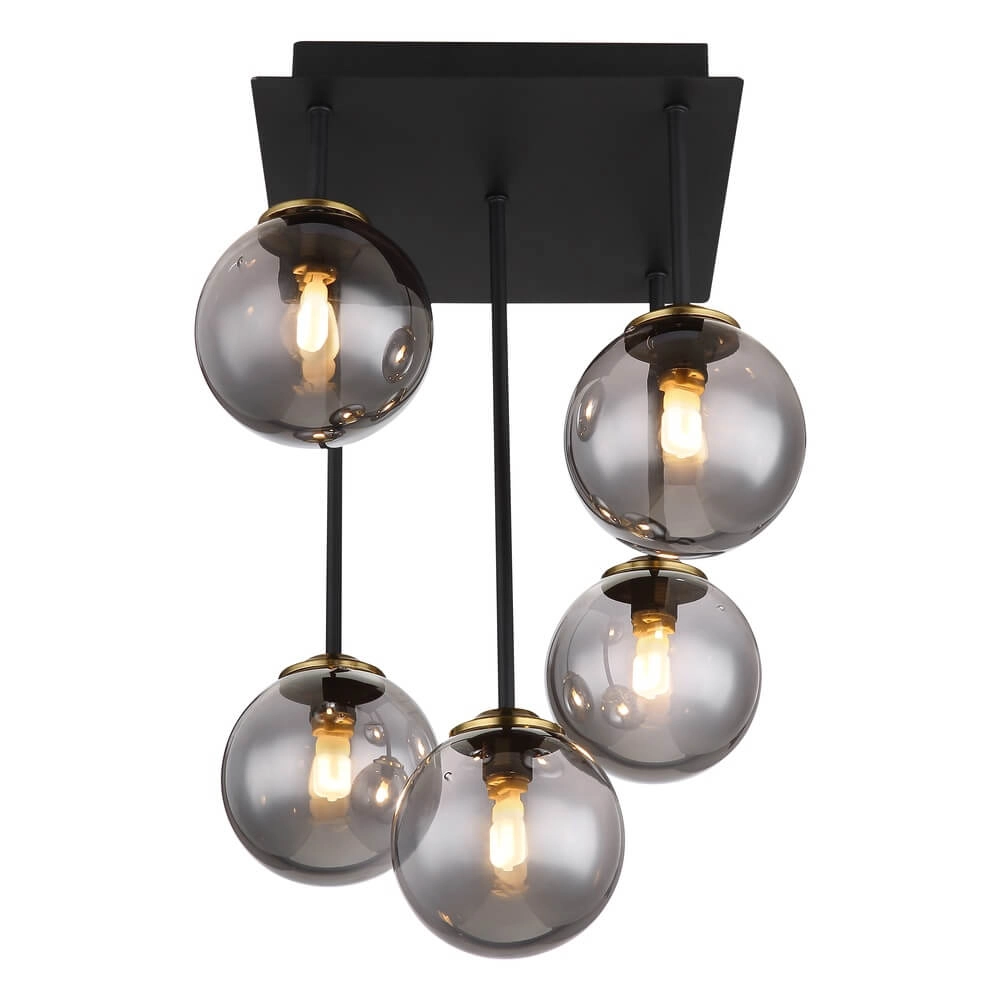 Plafonnier noir Jorge Sphere Smoke Glass 5 lumières Globo 9007371431199