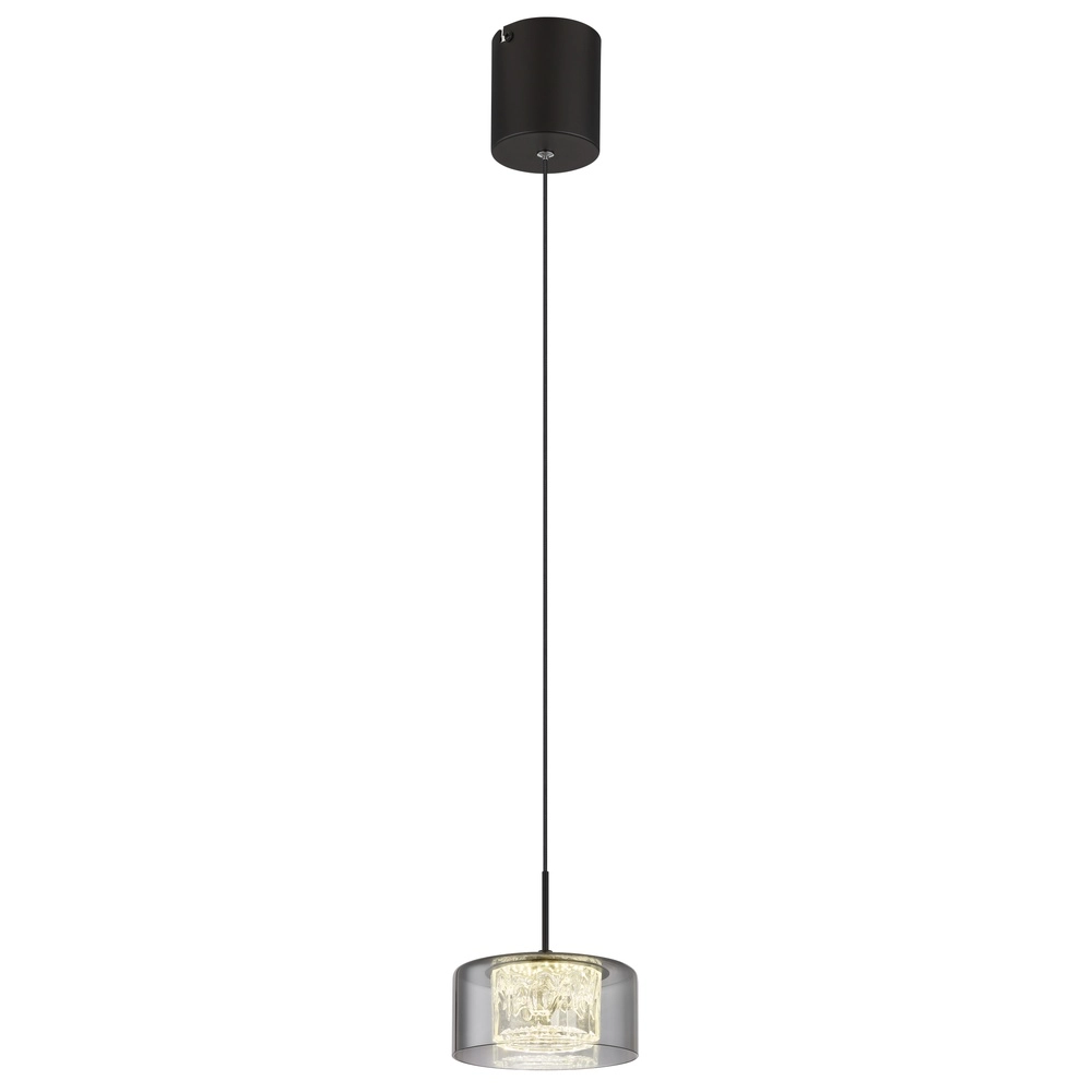 Lampe pendante de conception Fogsy Noir simple avec verre fumé