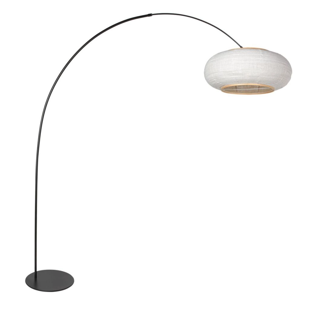 Lampe sur pied noire Curve avec une teinte blanche Ø60cm
