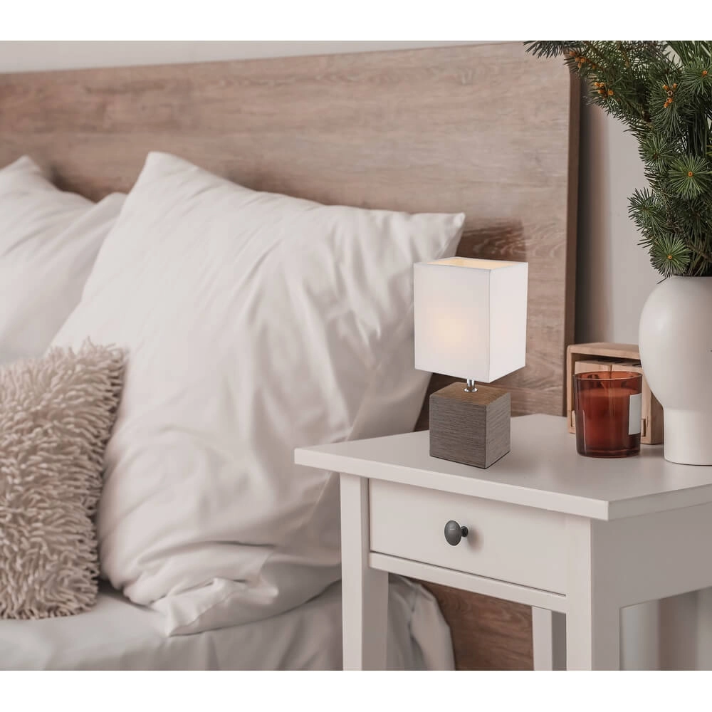 Lampe de table élégante Geri marron avec capuche blanche Globo 9007371285662