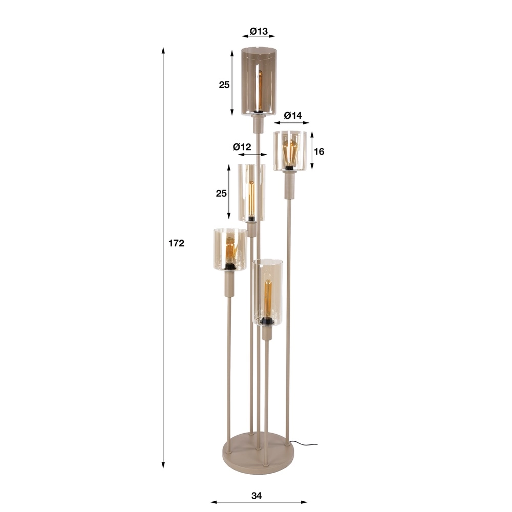 Lampadaire de conception Sepiora Brun sable 5 clair Lyora 8716803515338