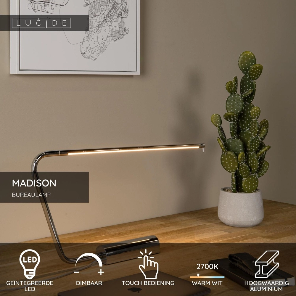 Lampe de bureau à design Madison Chrome Lucide 5411212441843