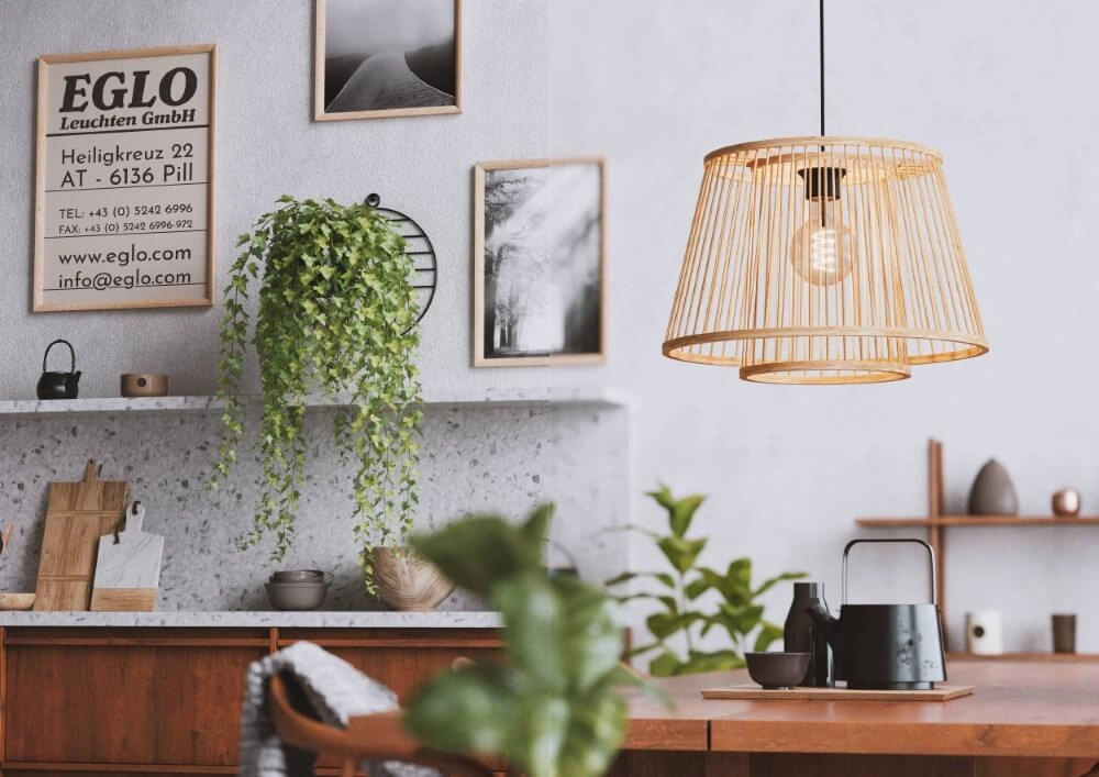 Lampe suspendue en bois Hykeham Ø 38 cm Eglo 9002759438524