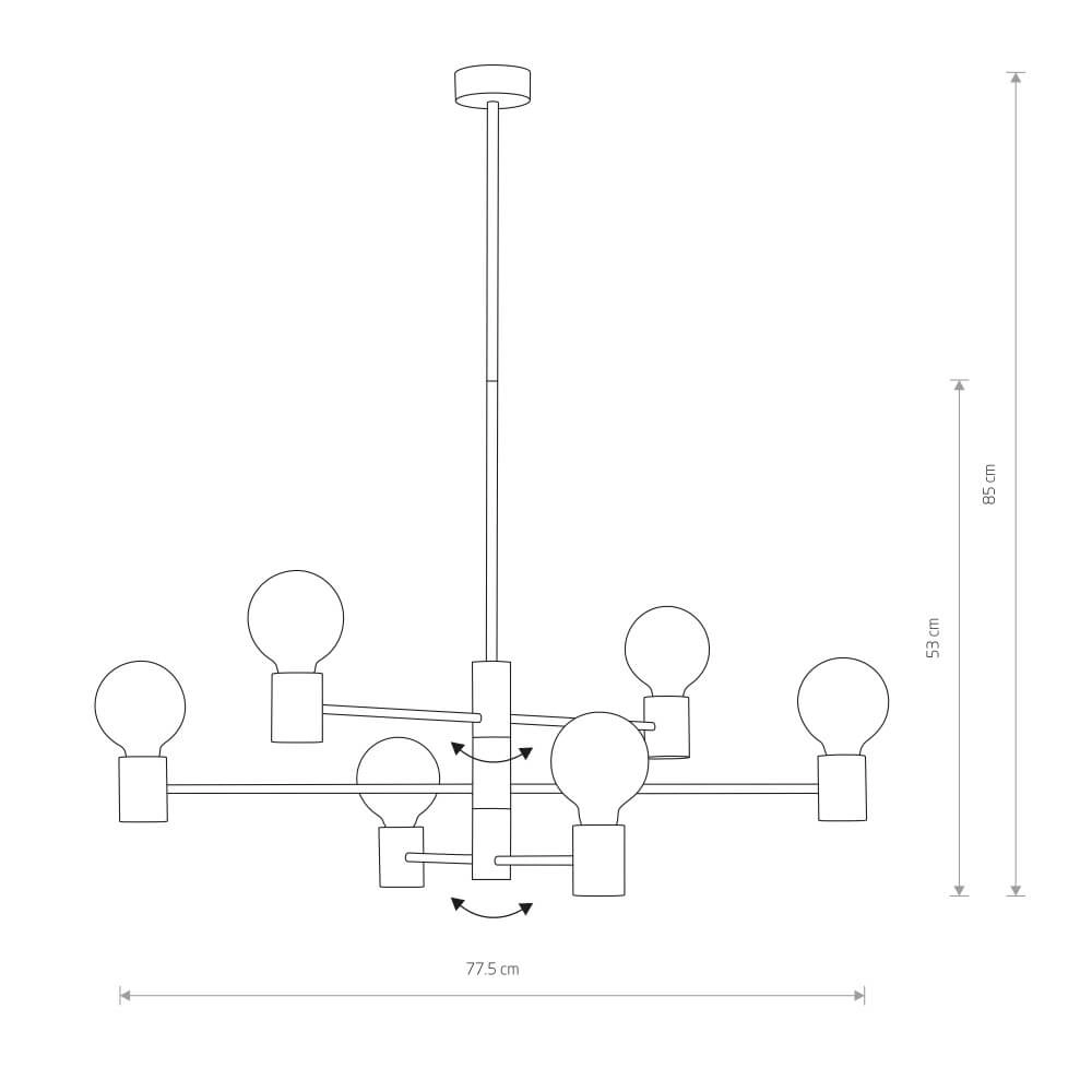 Lampe suspendue noire Radius 6 lumières Lyora 5903139793292