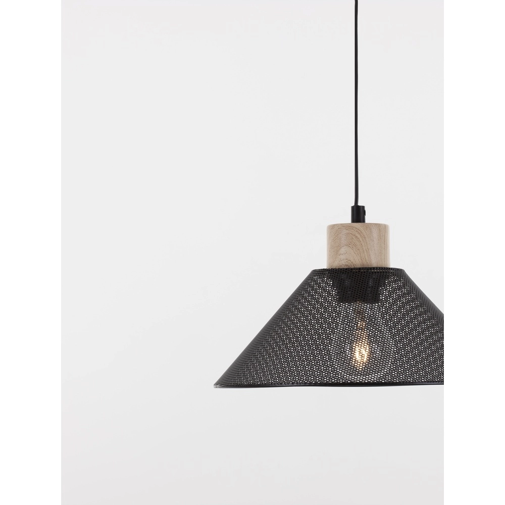 Suspension design Ian noir avec bois Lyora 5212017436245