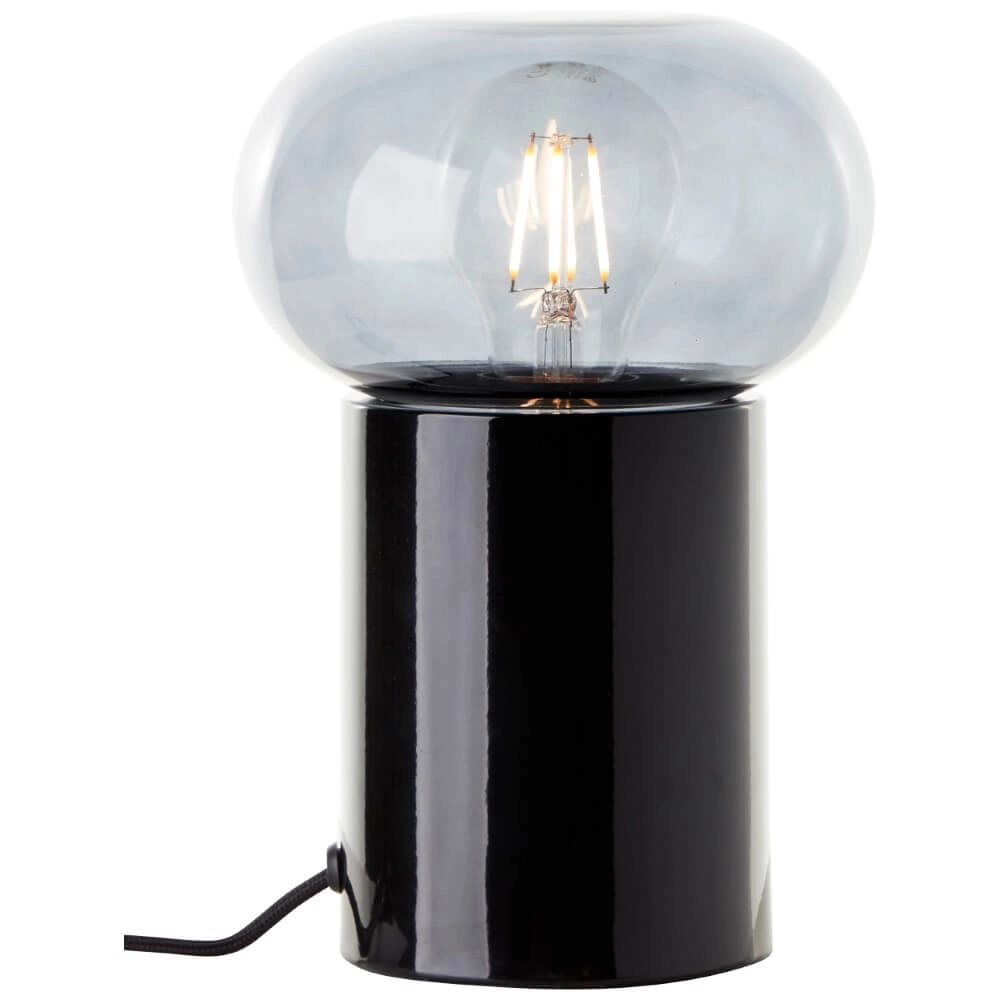 Lampe de table noire Knut avec verre fumé Brilliant 4004353430169
