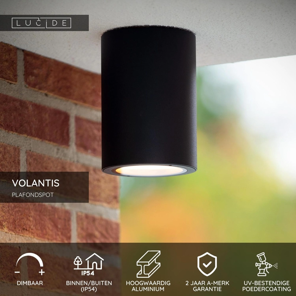 Projecteur de plafond Volantis IP54 noir Lucide 5411212272034