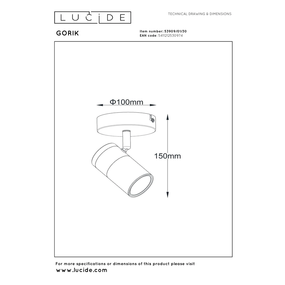Lampe de plafond Gorik Noir simple avec or Lucide 5411212530974