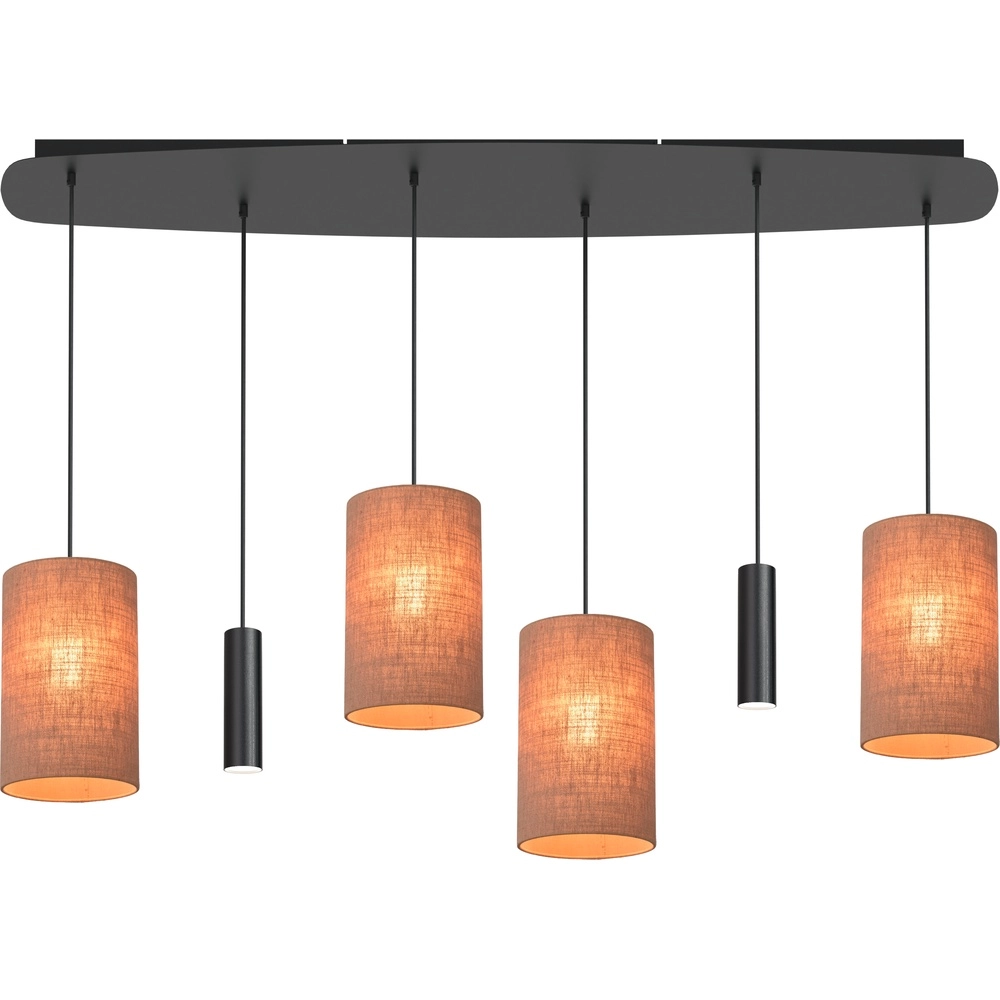 Lampe suspendue à 6 lampes Lisbourg Noir avec capuche beige beige