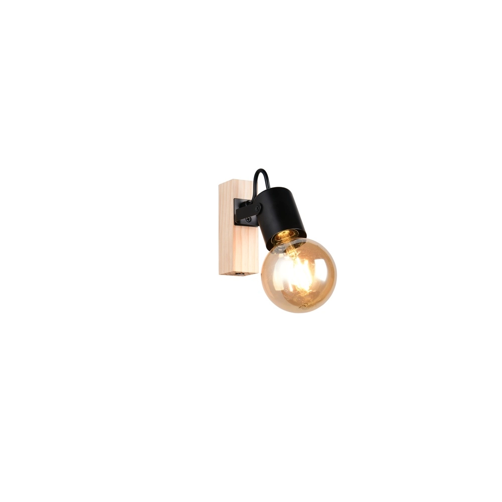 Lampe de plafond Lynar noir avec bois Trio 4017807670684