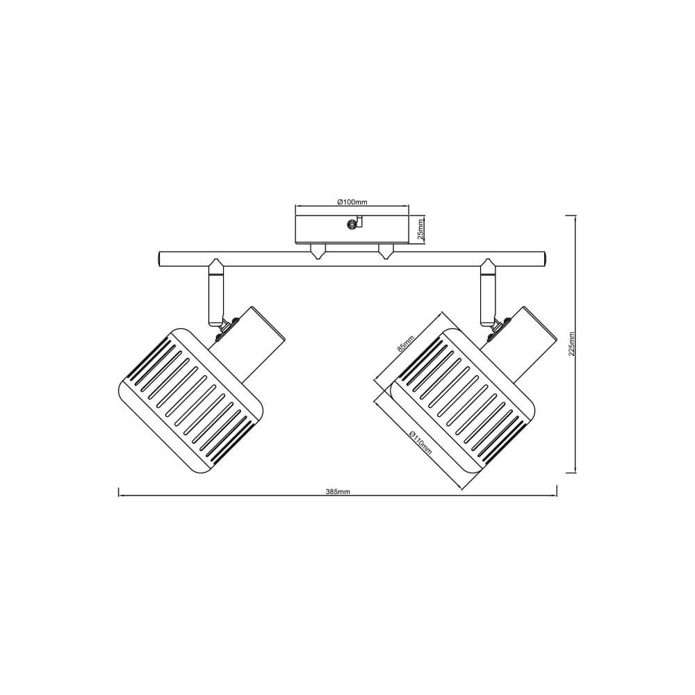 Plafonnier 2 lumières Tyas noir avec de l'or Brilliant 4004353424328