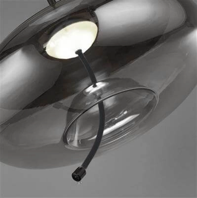 Lampe suspendue Verre Lisbon noir avec verre rond fumé Searchlight 5053423190334