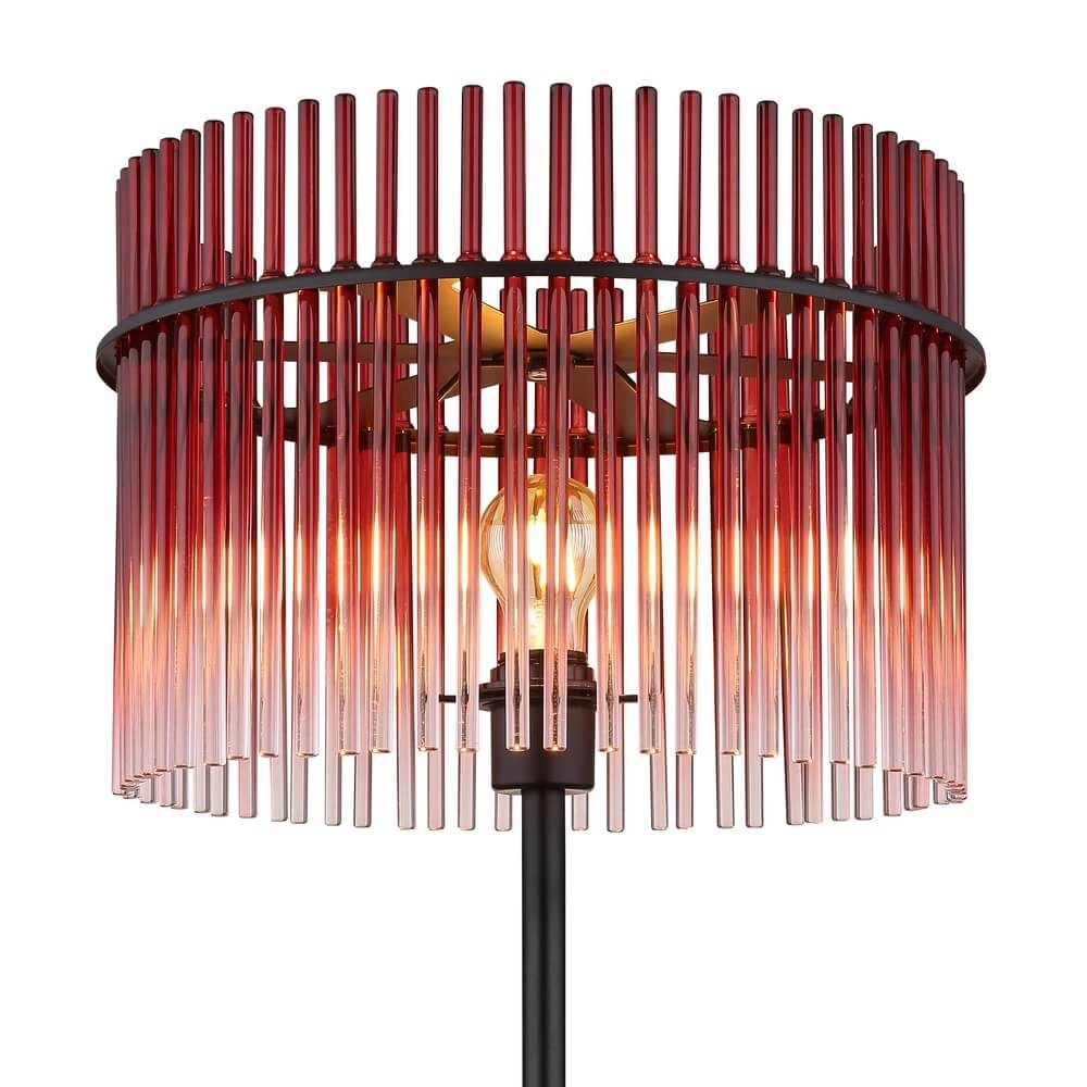 Lampadaire noir Gorley avec verre rouge Ø 38cm Globo 9007371474950