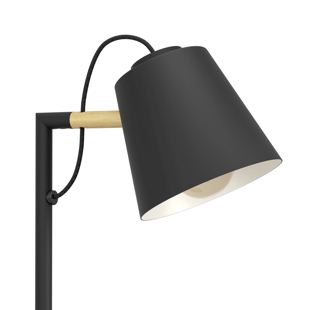 Lampe sur pied élégante Lacey noir avec un aspect bois Eglo 9002759436148