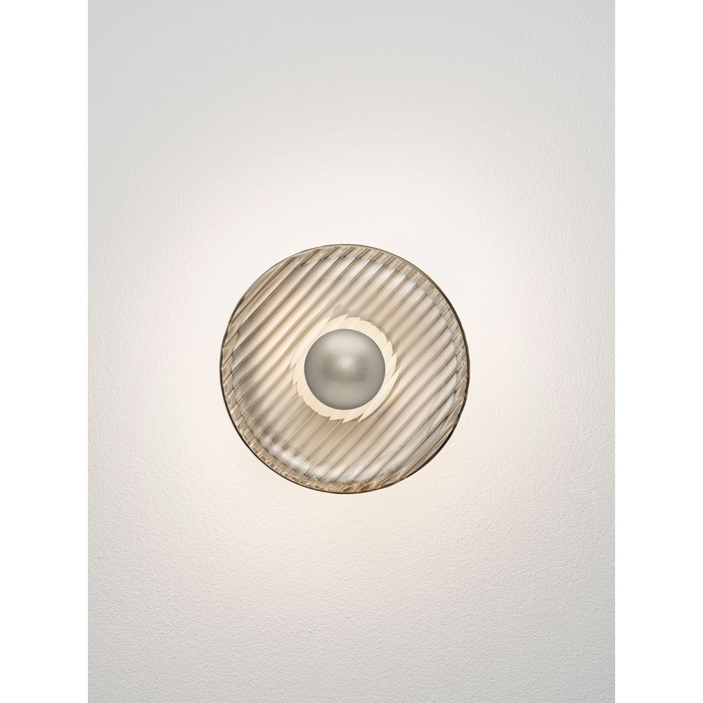 Lampe murale Lavina Gris argenté avec verre fumé Ø 25cm Lyora 5212063501423