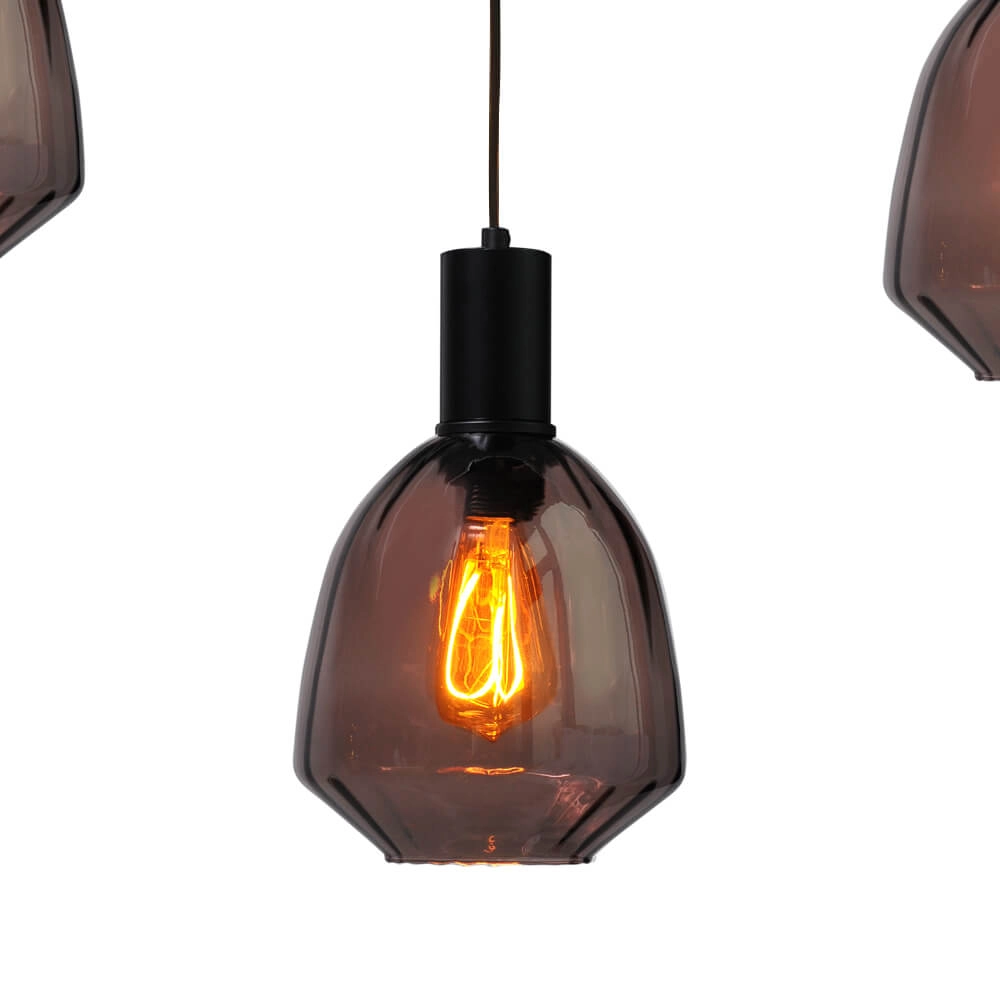 Lampe suspendue 5 lumières - noire - Porto avec des lunettes rouges Nicolette Masterlight 8718121270340