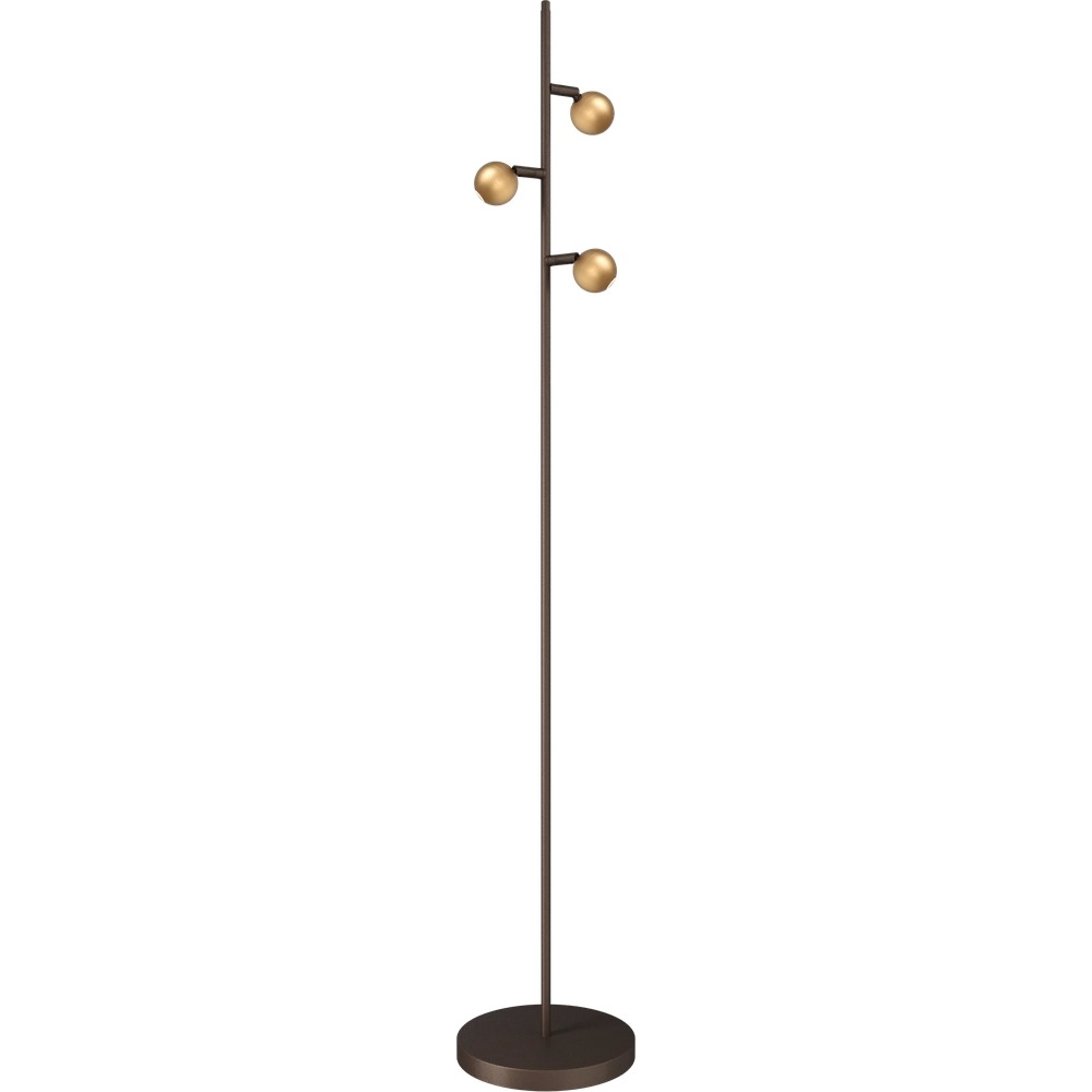 Lampe de pied à 3 lumières Talana Cacao brun avec or