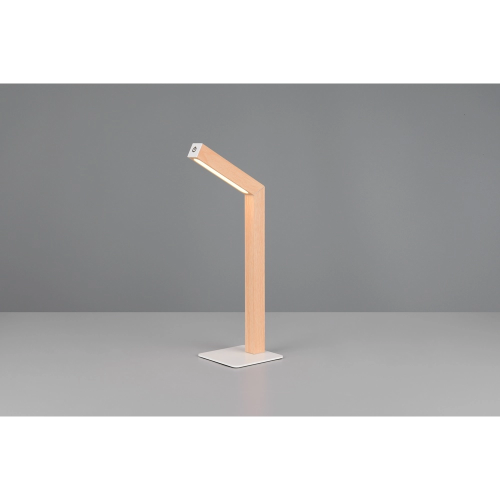 Lampe de table design Skip Rechargeable blanc avec bois Trio 4017807643503
