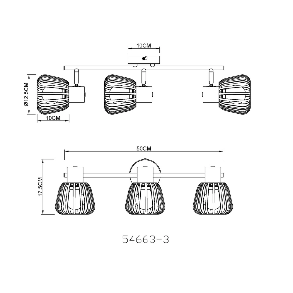 Lampe de plafond Olin 3 café brun clair Globo 9007371589579