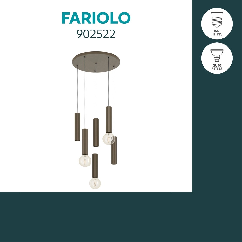 Lampe pendante de conception Fariolo Bronze 6 faux Ø 48cm Eglo 9008606391639