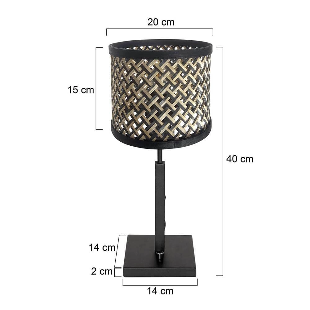 Lampe de table Stang noir avec abat-jour en bambou Steinhauer 8712746172065