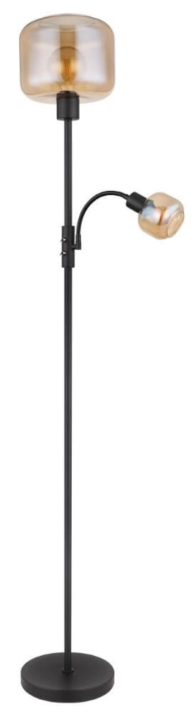 Lampadaire noir Giuseppe verre ambré Globo 9007371441228