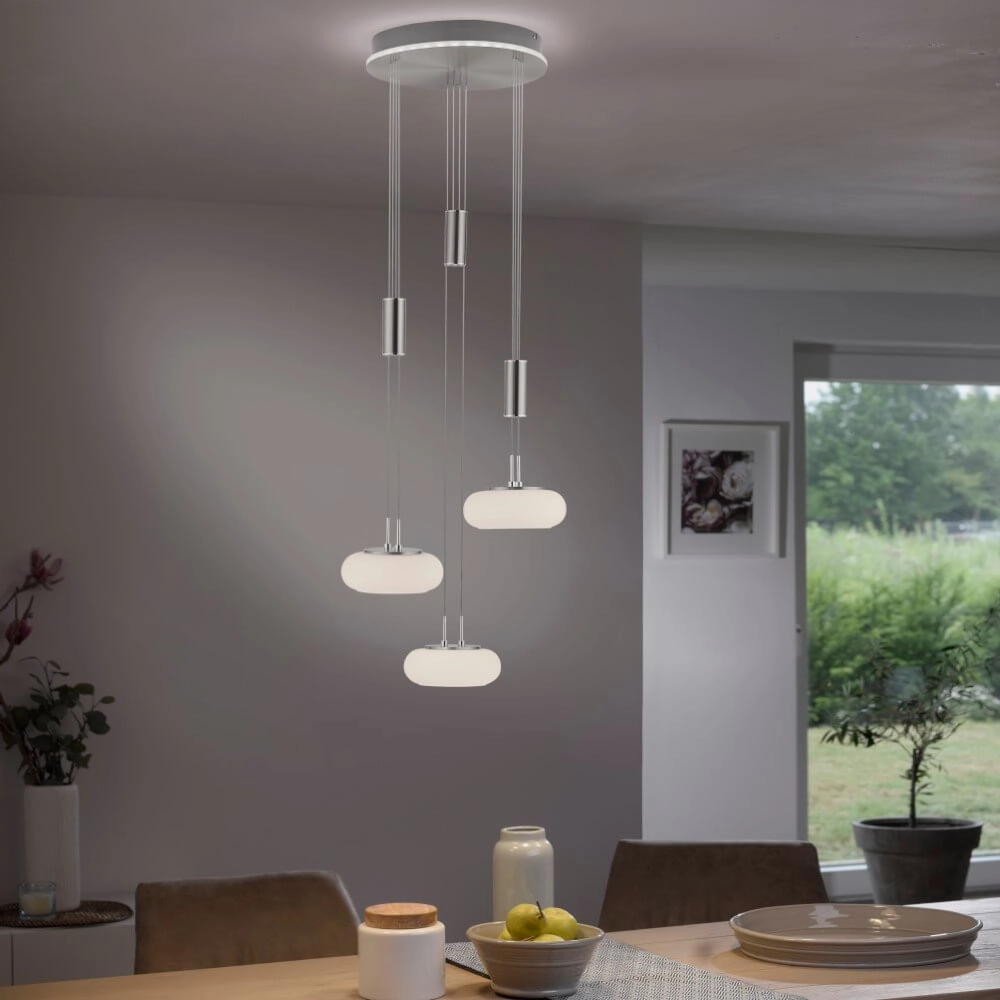 Lampe suspendue 3 lumières Q-Etienne rond en métal Paul Neuhaus 4012248350447